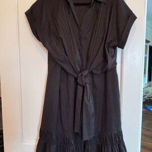 SALE!!! Black Label Black Ruffled Wrap Midi Dress